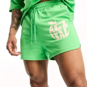 ASOS Actual Relaxed Runner Short with Apple Logo in Green Men’s Small